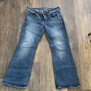 American Eagle Outfitters Women's Dark Blue Flare Jeans